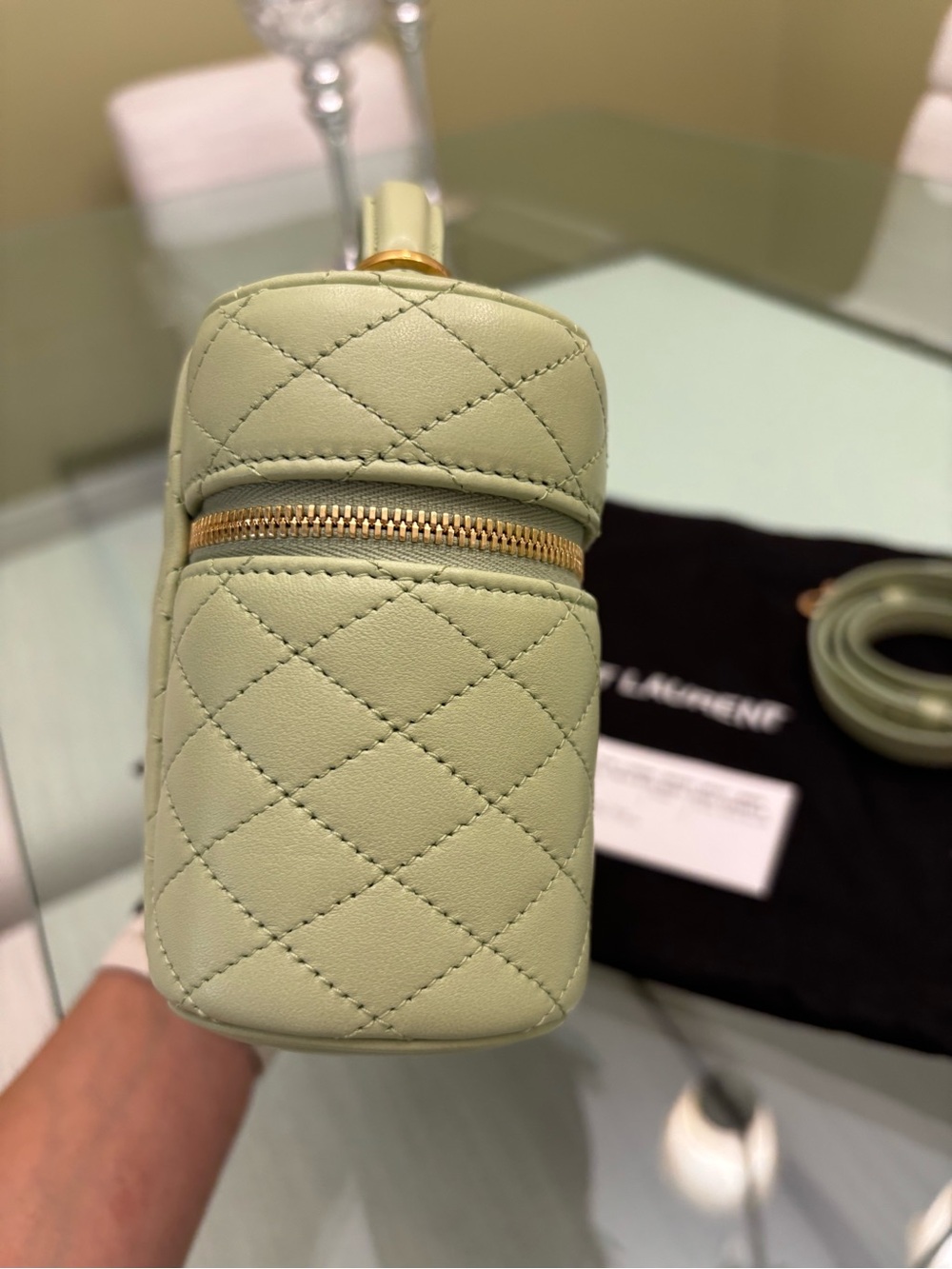 BNWT Authentic Saint Laurent Gabby Vanity Bag — Misty Jade with Gold Hardware - Picture 6 of 12